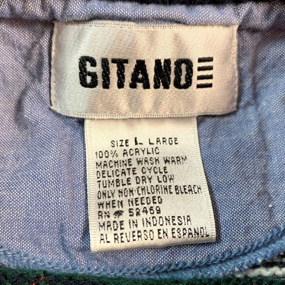 Vintage 90s Gitano Striped Acrylic Crewneck Sweater- Men's Size Large Pullover - Picture 9 of 9